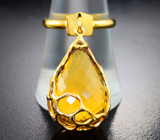 Золотое кольцо с мобильно-закрепленным бриолетом цитрина 23,72 карата Золото