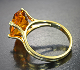 Золотое кольцо с цитрином мадейра авторской огранки 6,82 карата и бриллиантами Золото