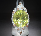Серебряное кольцо с лимонным цитрином лазерной огранки 25,38 карата Серебро 925
