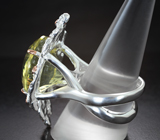 Серебряное кольцо с лимонным цитрином лазерной огранки 25,38 карата Серебро 925