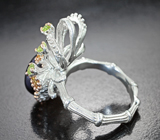 Серебряное кольцо с цветной жемчужиной, цитринами и перидотами Серебро 925