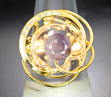 Золотое кольцо с насыщенным уральским александритом редкой огранки 2,05 карата и бриллиантами Золото