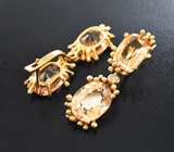 Золотые серьги с яркими персиковыми морганитами 12,87 карата и бриллиантами Золото
