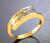 Золотое кольцо с разноцветными сапфирами пастельных тонов 1,45 карата Золото