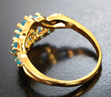 Эффектное серебряное кольцо с «неоновыми» апатитами Серебро 925