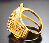 Золотое кольцо с топовым крупным ограненным опалом 5,57 карата, шпинелью, разноцветными сапфирами и бриллиантами Золото