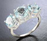 Замечательное cеребряное кольцо с голубыми топазами Серебро 925