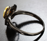 Серебряное кольцо с ограненным черным опалом