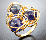 Золотое кольцо c насыщенно-синими сапфирами 17,14 карата Золото