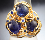 Золотое кольцо c насыщенно-синими сапфирами 17,14 карата Золото