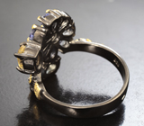 Серебряное кольцо с танзанитами, голубыми топазами и цитрином Серебро 925