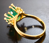 Золотое кольцо с насыщенным уральским изумрудом 5,39 карата и бриллиантами Золото