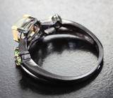 Серебряное кольцо с кристаллическим эфиопским опалом и диопсидами Серебро 925