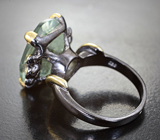 Серебряное кольцо с зеленым аметистом авторской огранки 15,92 карата и голубыми топазами Серебро 925