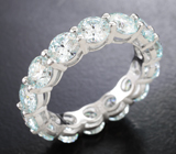 Серебряное кольцо с чистейшими пастельно-голубыми муассанитами топовой огранки 6,09 карата