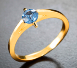 Золотое кольцо c редкой синей шпинелью высокой чистоты 0,47 карата