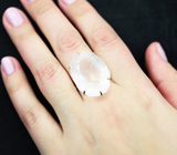 Массивное золотое кольцо с крупным розовым кварцем авторской огранки 34,45 карата