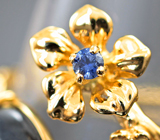 Золотое кольцо cо звездчатым сапфиром 4,47 карата, синим сапфиром и бриллиантом Золото