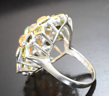 Серебряное кольцо с кристаллическими эфиопскими опалами, турмалинами, перидотами Серебро 925