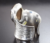 Серебряное кольцо с аммолитом аммонита 6,6 карата и турмалином Серебро 925