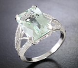 Превосходное серебряное кольцо с зеленым аметистом Серебро 925