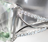 Превосходное серебряное кольцо с зеленым аметистом Серебро 925