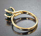 Золотое кольцо с насыщенным индиголитом турмалином редкой огранки 1,88 карата и бриллиантами