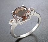 Замечательное серебряное кольцо с дымчатым кварцем Серебро 925