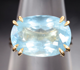 Золотое кольцо с пастельно-голубым аквамарином 6,61 карата Золото