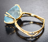 Золотое кольцо с пастельно-голубым аквамарином 6,61 карата Золото