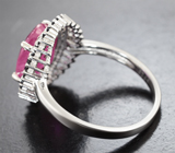 Серебряное кольцо с рубином 3,11 карата и черными шпинелями Серебро 925