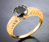 Объемное золотое кольцо с черным и бесцветными бриллиантами 1,99 карата Золото
