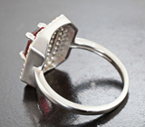 Праздничное cеребряное кольцо с альмандином гранатом и разноцветными сапфирами Серебро 925