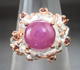 Серебряное кольцо с рубином и альмандинами гранатами Серебро 925