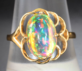 Золотое кольцо с кристаллическим эфиопскм опалом 2,66 карата Золото