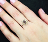 Прелестное серебряное кольцо с альмандином гранатом и цитринами