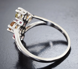Оригинальное серебряное кольцо с разноцветными турмалинами