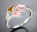 Прелестное серебряное кольцо с разноцветными турмалинами