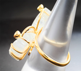 Массивное золотое кольцо с резным лунным камнем 28,63 карата и аквамаринами Золото