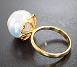 Золотое кольцо с крупной морской жемчужиной барокко 16,98 карата