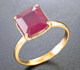 Золотое кольцо с крупным насыщенным рубином 3,34 карата Золото