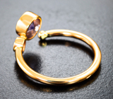 Золотое кольцо с чистейшими яркими танзанитами 1,1 карата и бриллиантом Золото