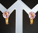 Золотые серьги с чистейшими пурпурно-розовыми шпинелями 3,77 карата и бриллиантами Золото