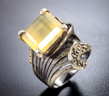 Серебряное кольцо с золотисто-желтым флюоритом Серебро 925