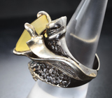 Серебряное кольцо с золотисто-желтым флюоритом Серебро 925
