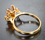 Золотое кольцо с редким золотисто-желтым апатитом топовой огранки 4,76 карата, сапфирами и бриллиантами