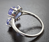 Эффектное серебряное кольцо с танзанитами Серебро 925