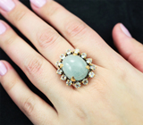 Серебряное кольцо с аквамарином 17,75 карата и голубыми топазами