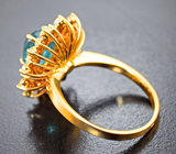 Золотое кольцо с насыщенным индиголит турмалином 2,5 карата и бесцветными цирконами