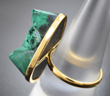 Золотое кольцо с редким плисовым уральским малахитом на долерите 43,1 карата Золото